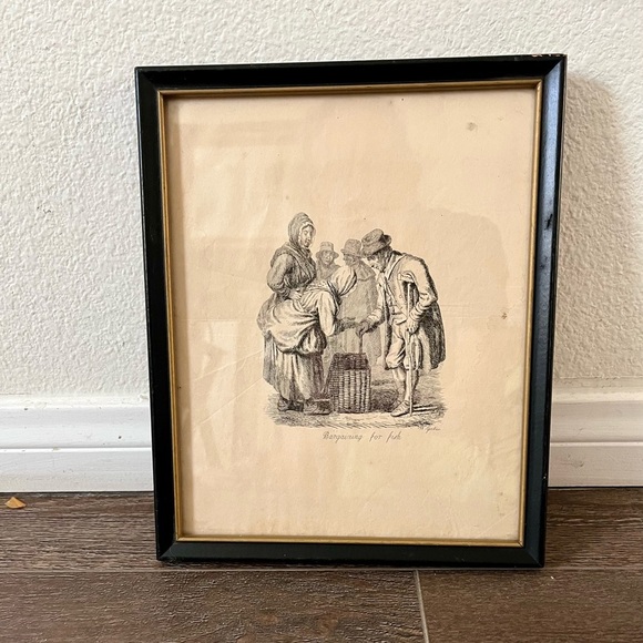 Other - Vintage Print 1830 Scottish Artist Walter Geikie “ Bargaining For Fish” 9/11 “